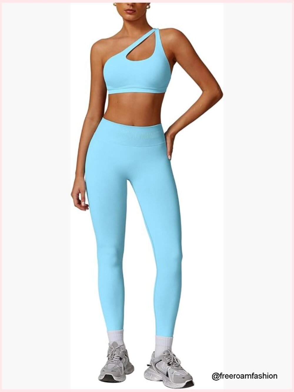 Seamless High Waist Scrunch Leggings One Shoulder Sports Bra 2 Piece Set